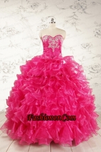 Beautiful Hot Pink Sweet 15 Dresses with Appliques and Ruffles FNAO5888FOR