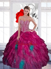 Beautiful Sweetheart Beading Multi Color 2015 Quinceanera Dress with Ruffles QDDTA26002-2FOR