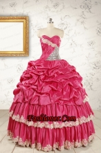 Cheap Appliques Sweet 15 Dresses in Coral Red FNAO788FOR