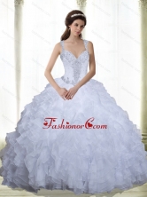 Cheap Beading and Ruffles Sweetheart 2015 Quinceanera Dresses in White SJQDDT16002-1FOR
