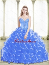 Classical Beading and Ruffled Layers Sweetheart 2015 Blue Quinceanera Dresses SJQDDT25002-1FOR