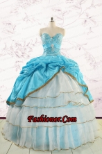 Custom Made Sweetheart Aqua Blue Quinceanea Dresses with Beading FNAO758FOR