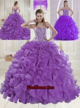 Eggplant Purple Brush Train Quinceanera Dresses with Sweetheart XLFY091906B-9FOR