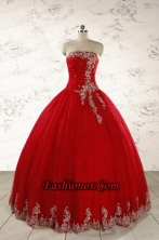 Elegant Red Strapless Quinceanera Dresses for 2015 FNAO527FOR
