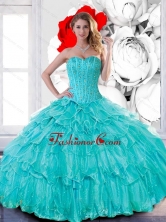 Feminine Sweetheart 2015 Quinceanera Dresses with Beading and Ruffled Layers QDDTD19002FOR