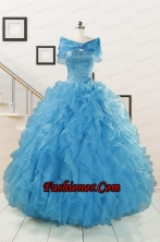 Hot Sell Blue Quinceanera Dresses With Beading and Ruffles FNAOA19AFOR