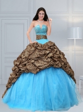 Luxurious 2015 Baby Blue Leopard Printed Quinceanera Dresses with Beading ZYLJ91403TZFXFOR