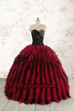 Luxurious Sweetheart Beading Quinceanera Dresses in Red and Black FNAO787FOR