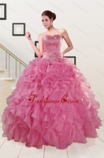 Pink 2015 Pretty Quinceanera Dresses Sweetheart with Ruffles XFNAOA06FOR