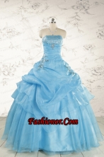Pretty Aqua Blue Quinceanera Dresses with Appliques for 2015  FNAO549FOR