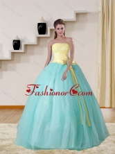 Strapless Multi Color 2015 Elegant Quinceanera Gown with Bowknot MLXNHY05TZFXFOR