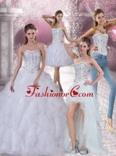 White Sweetheart 2015 Quinceanera Dress with Ruffles and Beading QDZY152TZA2FOR