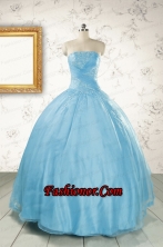 2015 Discount Strapless Beading Quinceanera Dress in Baby Blue FNAO046FOR