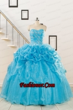 2015 Fashionable Sweetheart Beading Quinceanera Dress in Aqua Blue FNAOA37FOR