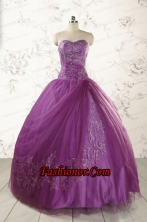 2015 Formal Sweetheart Purple Quinceanera Dresses with Appliques FNAO296FOR