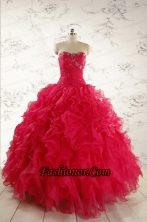2015 New Style Sweetheart Coral Red Quinceanera Dresses with Beading FNAO293FOR