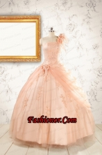 2015 Pretty One Shoulder Appliques Quinceanera Dress in Peach  FNAO179FOR