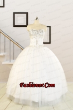 2015 White Elegant Quinceanera Dresses with Beading FNAO5812FOR