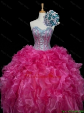 2016 Summer Perfect Sweetheart Hot Pink Quinceanera Dresses with Sequins and Ruffles SWQD006-7FOR