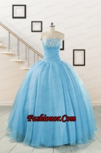 Aqua Blue Super Hot Puffy Sweet 16 Dresses for 2015 FNAO615FOR