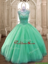 Best See Through Scoop Green Sweet 16 Dress with Beading SWQD169-2FOR