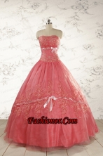 Brand New Appliques Sweet 15 Dresses Watermelon for 2015 FNAO099FOR