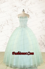 Cheap 2015 Light Blue Sweet 15 Dresses with Beading FNAO5804FOR