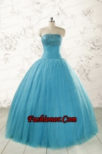 Cheap Strapless Quinceanera Dresses with Beading for 2015 FNAO593FOR