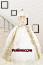 Cheap Strapless White Quinceaneras Dresses with Appliques FNAO427FOR