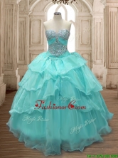 Discount Beaded and Ruffled Layers Quinceanera Dress in Aqua Blue for Spring SWQD158-1FOR