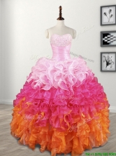 Elegant Beaded and Ruffled Quinceanera Dress in Gradient Color SWQD090FOR
