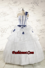 Elegant White One Shoulder Hand Made Flower Quinceanera Dress for 2015 FNAO197FOR