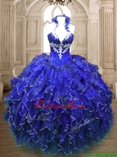 Hot Sale Applique and Ruffled Quinceanera Dress in Royal Blue SWQD174-1FOR