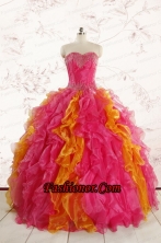 Luxurious Puffy Multi Color Quinceanera Dresses with Beading and Ruffles FNAO710FOR