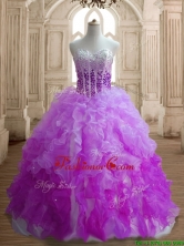 Modest Lilac and Fuchsia Sweet 16 Dress with Beading and Ruffles SWQD150-2FOR