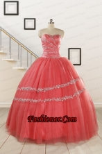 New Style Watermelon Quinceanera Dresses with Beading for 2015 FNAO802FOR