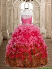 Perfect Big Puffy Beaded and Ruffles Quinceanera Dress in Multi Color SWQD162-3FOR
