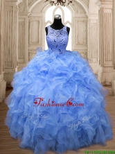 Perfect Scoop Beading and Ruffles Quinceanera Dress in Organza SWQD138-5FOR
