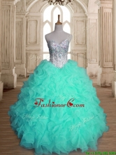 Pretty Apple Green Sweet 16 Dress with Beading and Ruffles for Spring SWQD149-5FOR