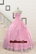 Pretty Baby Pink Quinceanera Dresses with Beading and Appliques for 2015 FNAO080FOR