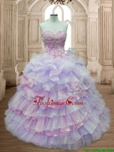 Pretty Lavender and Pink Quinceanera Dress with Ruffled Layers and Appliques SWQD163-3FOR