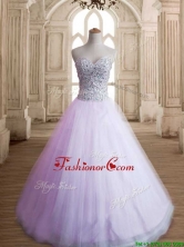 Romantic A Line Lavender Sweet 16 Dress with Beading for Spring SWQD140-1FOR