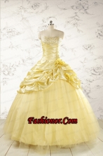 Yellow Sweetheart Ball Gown Quinceanera Dress for 2015 FNAO214FOR