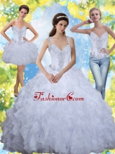 2015 Beading and Ruffles White 15 Quinceanera Dresses SJQDDT16001-1FOR
