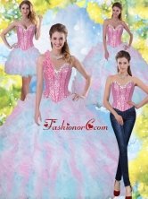 2015 Popular Sweetheart Beading and Ruffles 15 Quinceanera Dresses in Multi Color SJQDDT21001FOR