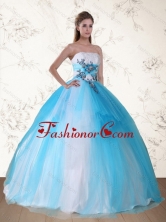 2015 Pretty Multi Color Strapless Quinceanera Dress with Embroidery and Beading TXFD09030137TZFXFOR