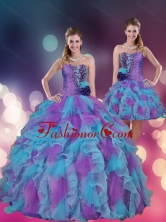 2015 Strapless Multi Color Quinceanera Dress with Beading and Ruffles QDZY453TZFOR