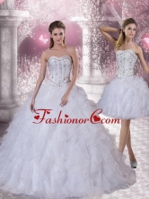 2015 Sweetheart White Quinceanera Dress with Ruffles and Beading QDZY152TZFOR