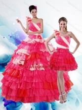 2015 Unique Multi Color Quince Dresses with Ruffled Layers and Beading XFNAO239TZFOR