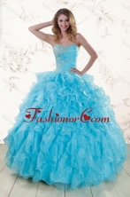 Baby Blue 2015 Prefect Sweet 16 Dresses with Beading and Ruffles XFNAO011TZFXFOR